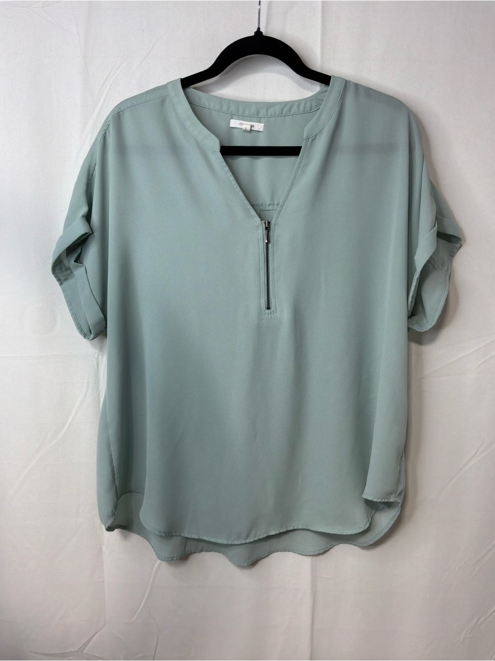 Maurices Sage Green Zip-Neck Blouse